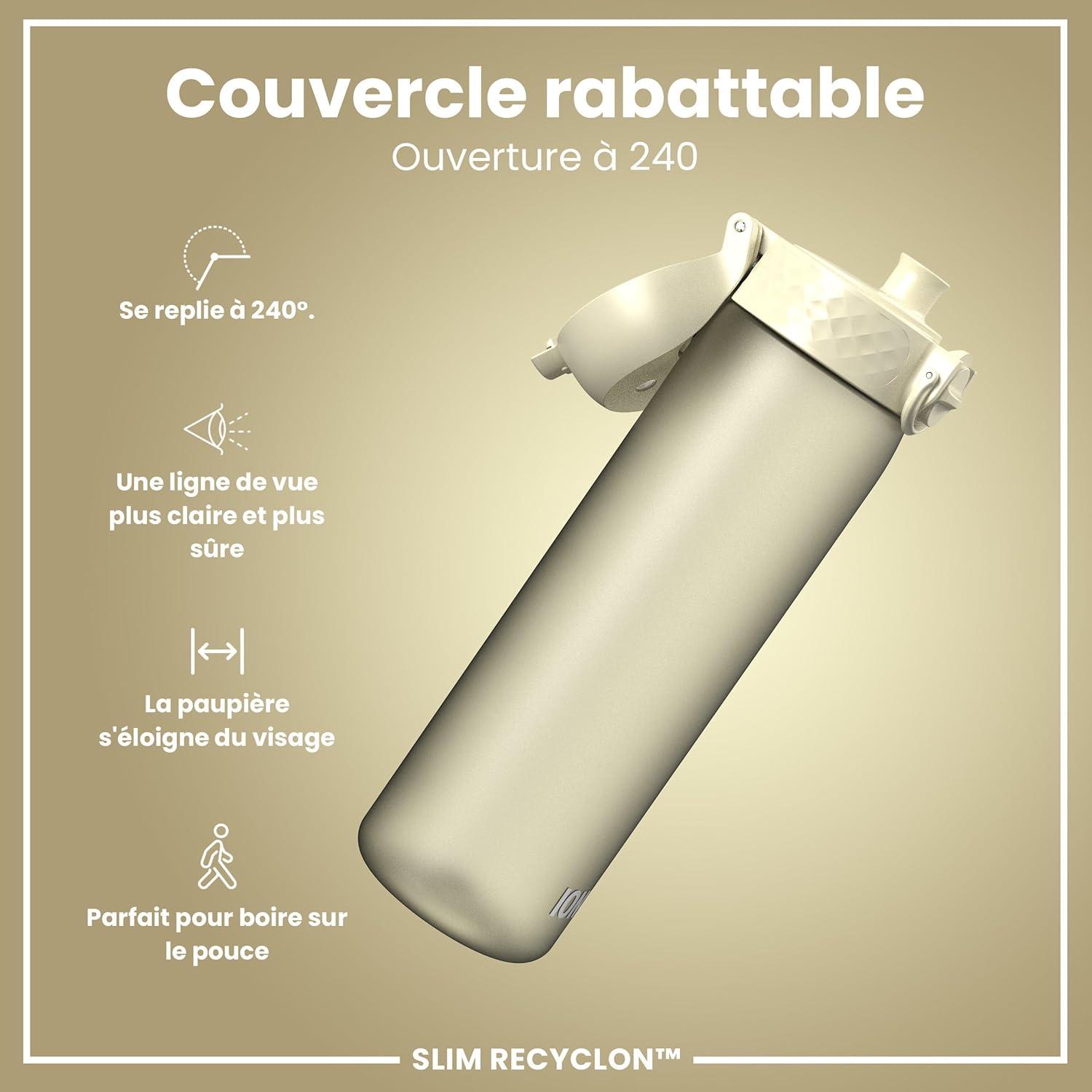 imageIon8 Gourde 500ml AntiFuite Facile Ouvrir Verrouillage Scuris Lavable en Lavevaisselle Sans BPA Poigne de Transport Sadapte aux Portegobelets Facile NettoyerBlanc Crmeux
