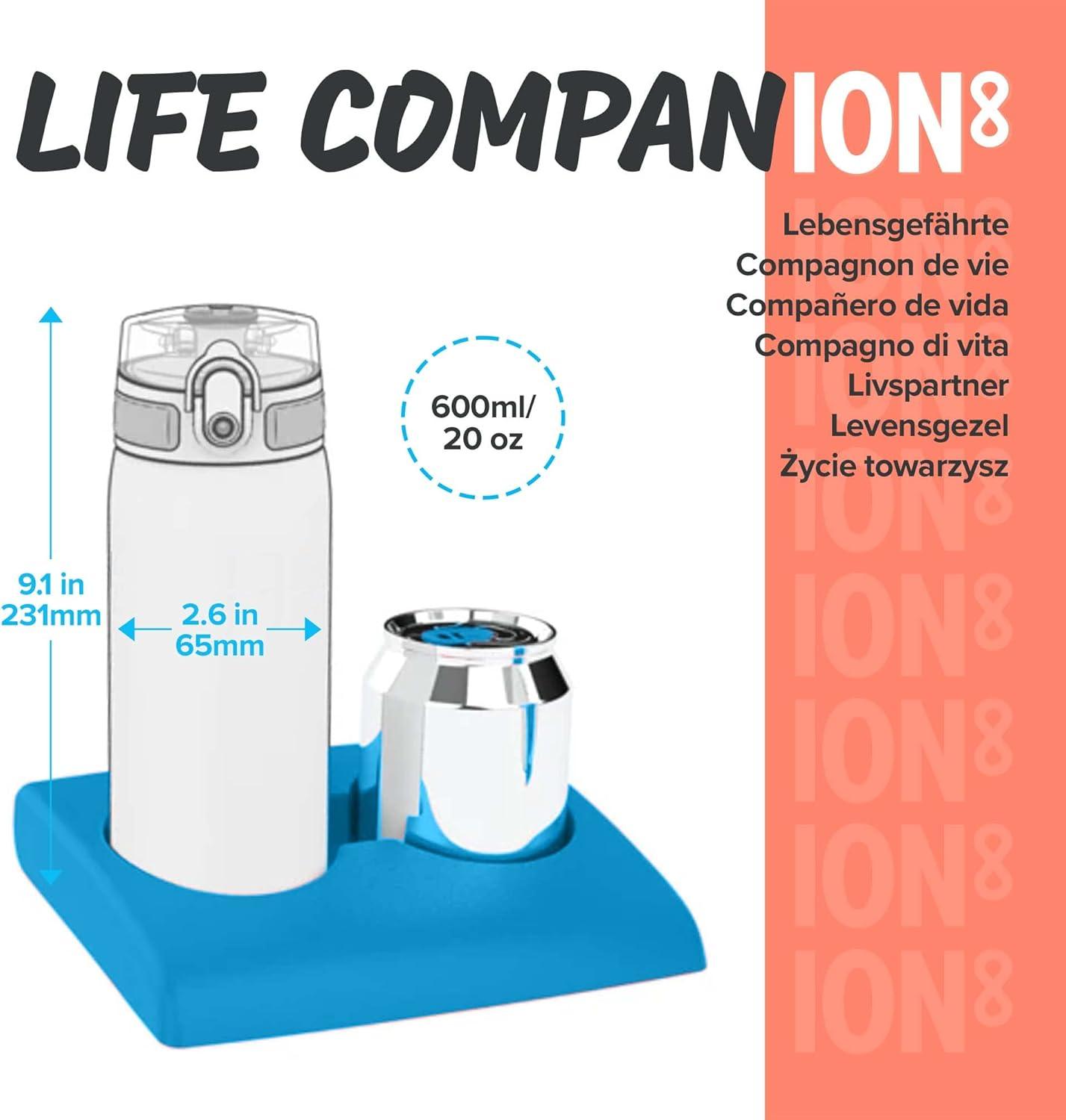 imageIon8 Gourde 500ml AntiFuite Facile Ouvrir Verrouillage Scuris Lavable en Lavevaisselle Sans BPA Poigne de Transport Sadapte aux Portegobelets Facile NettoyerBleu Sonique