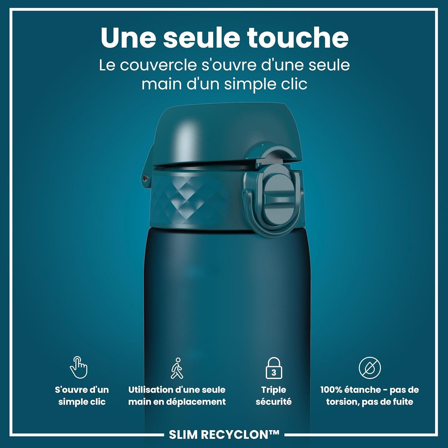 imageIon8 Gourde 500ml AntiFuite Facile Ouvrir Verrouillage Scuris Lavable en Lavevaisselle Sans BPA Poigne de Transport Sadapte aux Portegobelets Facile NettoyerSarcelle Profond