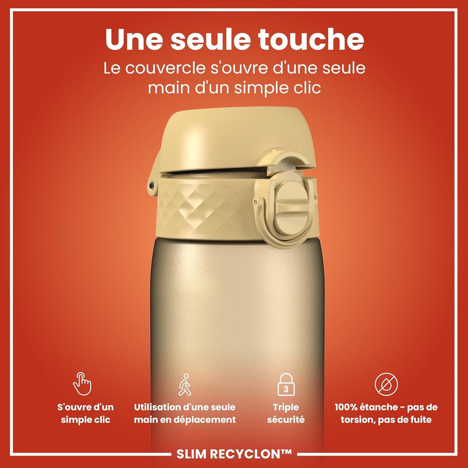 imageIon8 Gourde 500ml AntiFuite Facile Ouvrir Verrouillage Scuris Lavable en Lavevaisselle Sans BPA Poigne de Transport Sadapte aux Portegobelets Facile NettoyerDsert