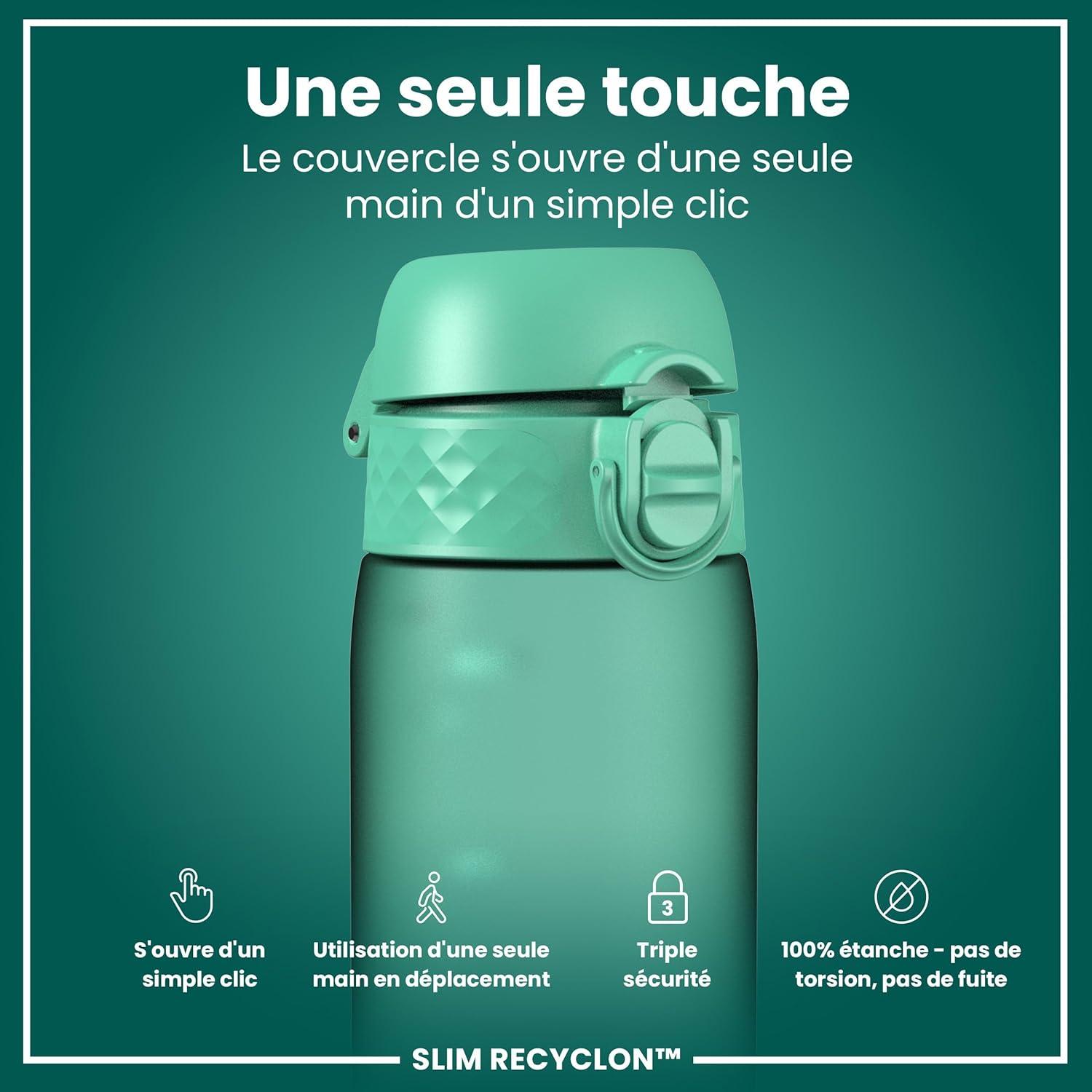 imageIon8 Gourde 500ml AntiFuite Facile Ouvrir Verrouillage Scuris Lavable en Lavevaisselle Sans BPA Poigne de Transport Sadapte aux Portegobelets Facile NettoyerSarcelle