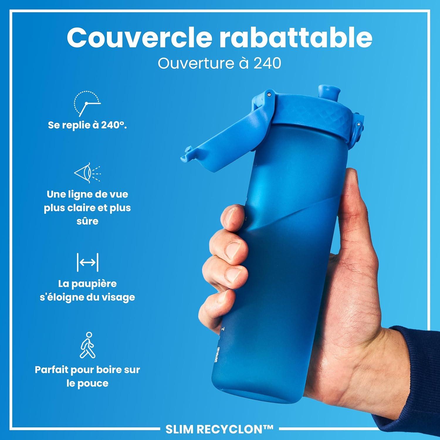 imageIon8 Gourde 500ml AntiFuite Facile Ouvrir Verrouillage Scuris Lavable en Lavevaisselle Sans BPA Poigne de Transport Sadapte aux Portegobelets Facile NettoyerBleu