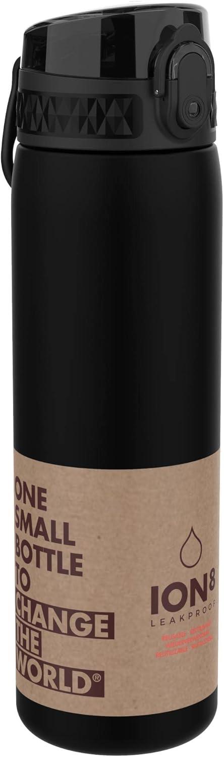 imageIon8 Gourde 500ml AntiFuite Facile Ouvrir Verrouillage Scuris Lavable en Lavevaisselle Sans BPA Poigne de Transport Sadapte aux Portegobelets Facile NettoyerNoir