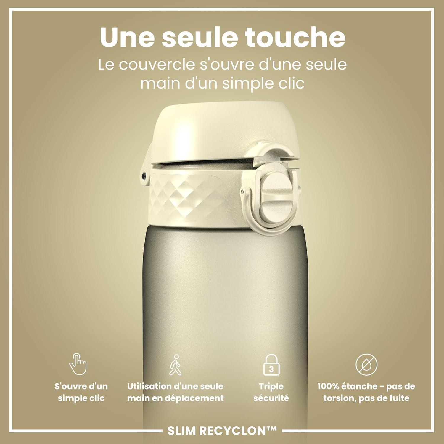 imageIon8 Gourde 500ml AntiFuite Facile Ouvrir Verrouillage Scuris Lavable en Lavevaisselle Sans BPA Poigne de Transport Sadapte aux Portegobelets Facile NettoyerBlanc Crmeux