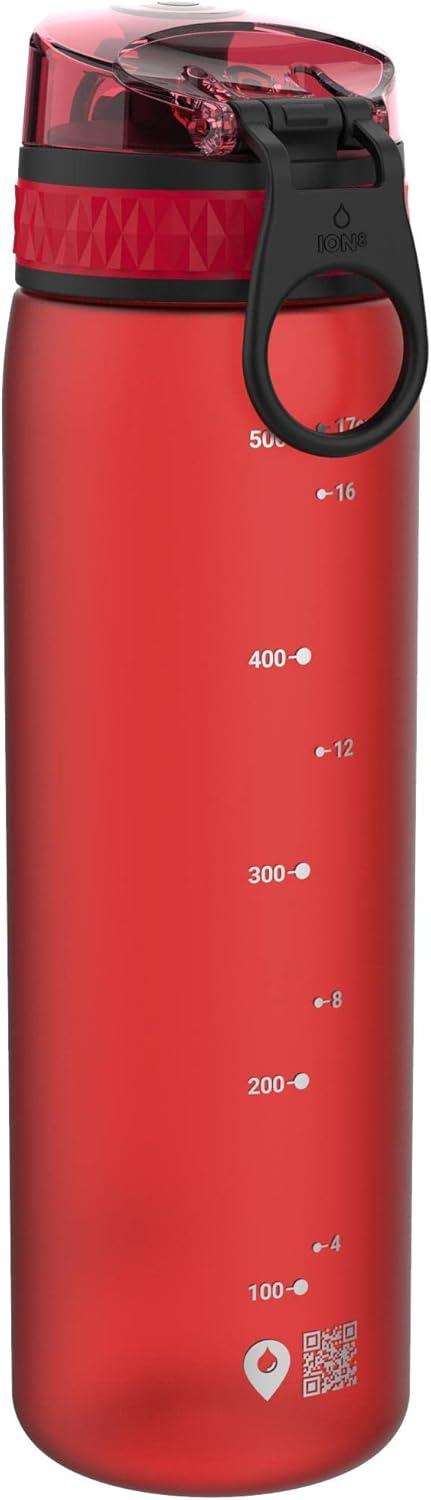 imageIon8 Gourde 500ml AntiFuite Facile Ouvrir Verrouillage Scuris Lavable en Lavevaisselle Sans BPA Poigne de Transport Sadapte aux Portegobelets Facile NettoyerRouge