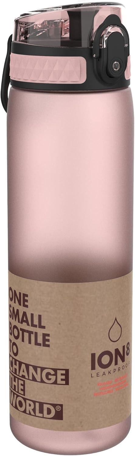 imageIon8 Gourde 500ml AntiFuite Facile Ouvrir Verrouillage Scuris Lavable en Lavevaisselle Sans BPA Poigne de Transport Sadapte aux Portegobelets Facile NettoyerRose Clair