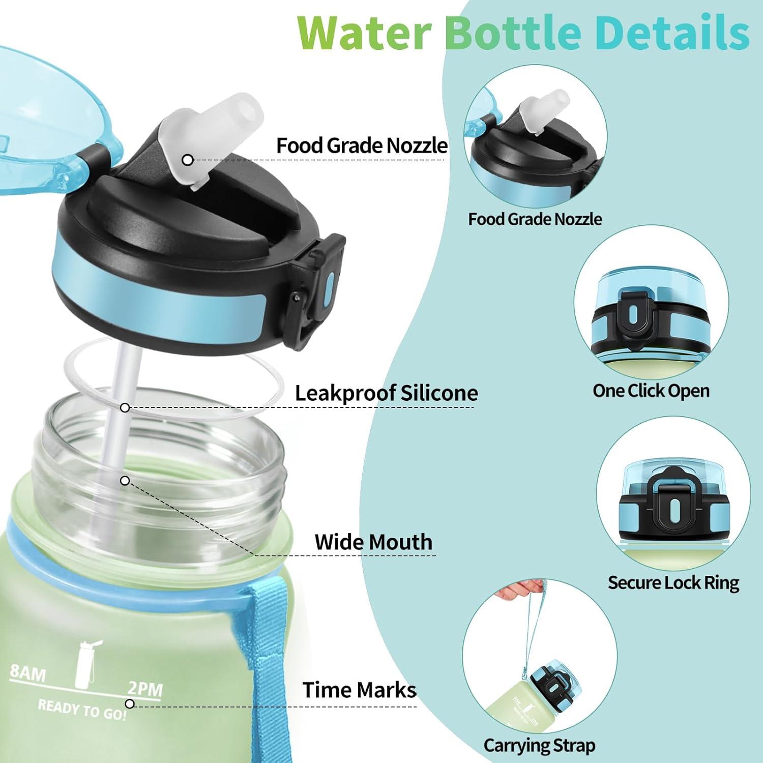 imageMotswedi Gourde 05L Sans BPA Gourde Avec Paille Adulte Convient Aux Boissons Gazeuses Bouteille deau pour cole Salle de Sport Camping NoirampamprougeGivreciel500ml