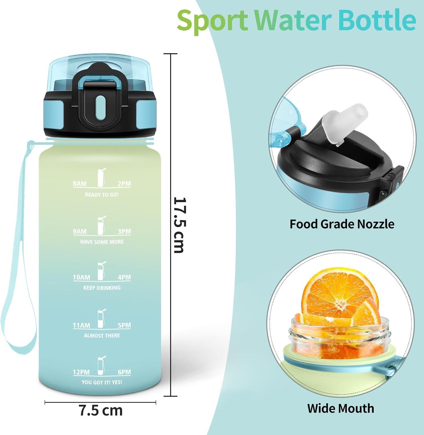imageMotswedi Gourde 05L Sans BPA Gourde Avec Paille Adulte Convient Aux Boissons Gazeuses Bouteille deau pour cole Salle de Sport Camping NoirampamprougeGivreciel500ml