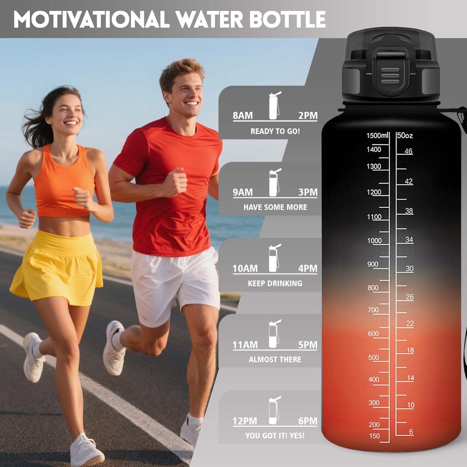 imageMotswedi Gourde Sport 1000ml Anti Fuite Gourde Paille Rutilisable Bouteille deau sans BPA Bouteille Reutilisable pour Enfant Adulte Randonne lcole Fitness Rose JauntreNoir Rouge