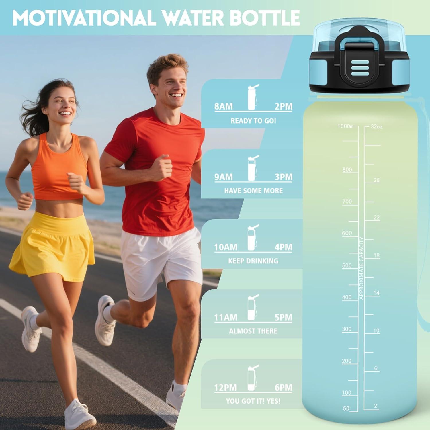 imageMotswedi Gourde Sport 1000ml Anti Fuite Gourde Paille Rutilisable Bouteille deau sans BPA Bouteille Reutilisable pour Enfant Adulte Randonne lcole Fitness Rose JauntreBlanc Cass Bleu