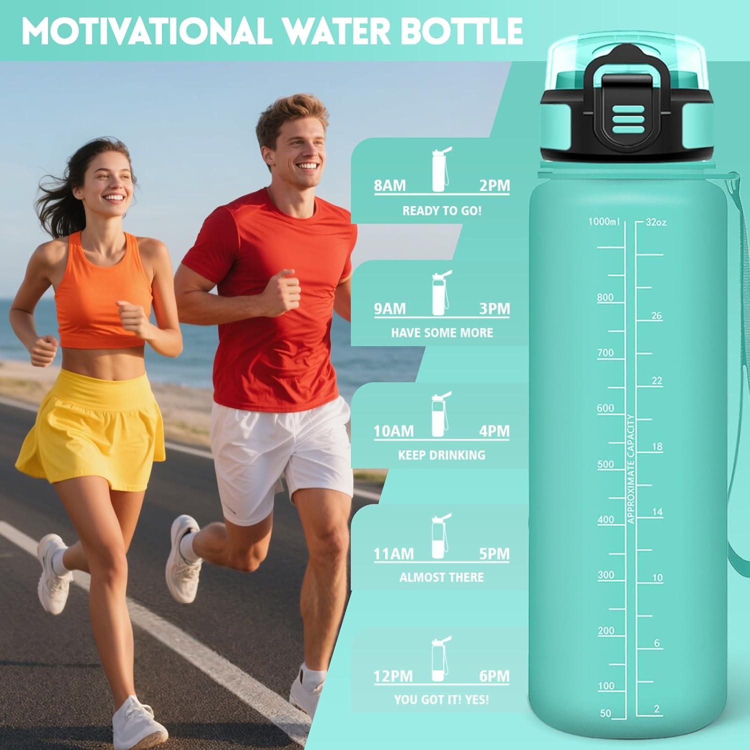 imageMotswedi Gourde Sport 1000ml Anti Fuite Gourde Paille Rutilisable Bouteille deau sans BPA Bouteille Reutilisable pour Enfant Adulte Randonne lcole Fitness Rose JauntreBleu Vert 3245c