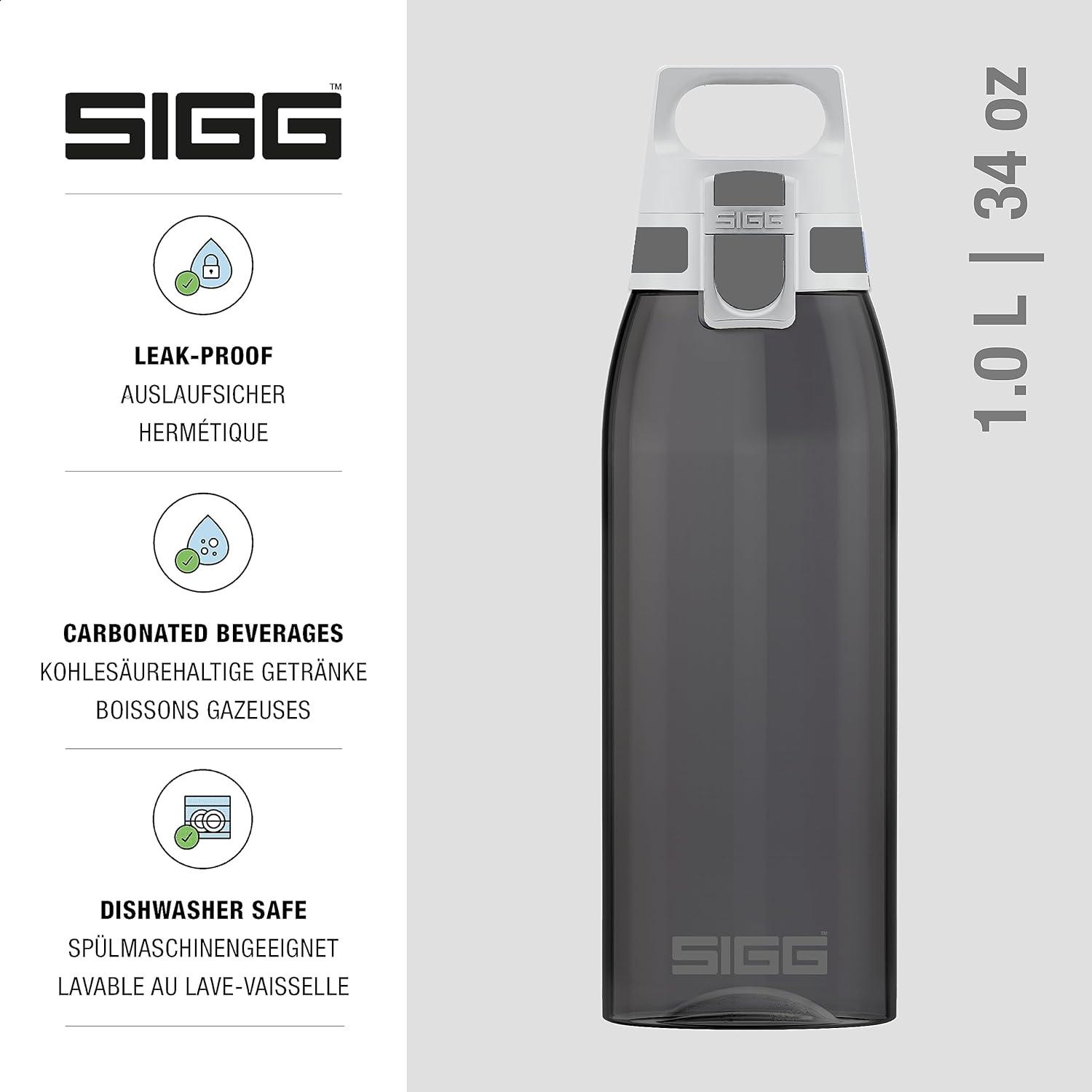 imageSigg Gourde Tritan Total Color ONE Convient Aux Boissons Gazeuses Lavage Au LaveVaisselle tanche ampamp Poids Plume Sans BPA 06L 1LAnthracite