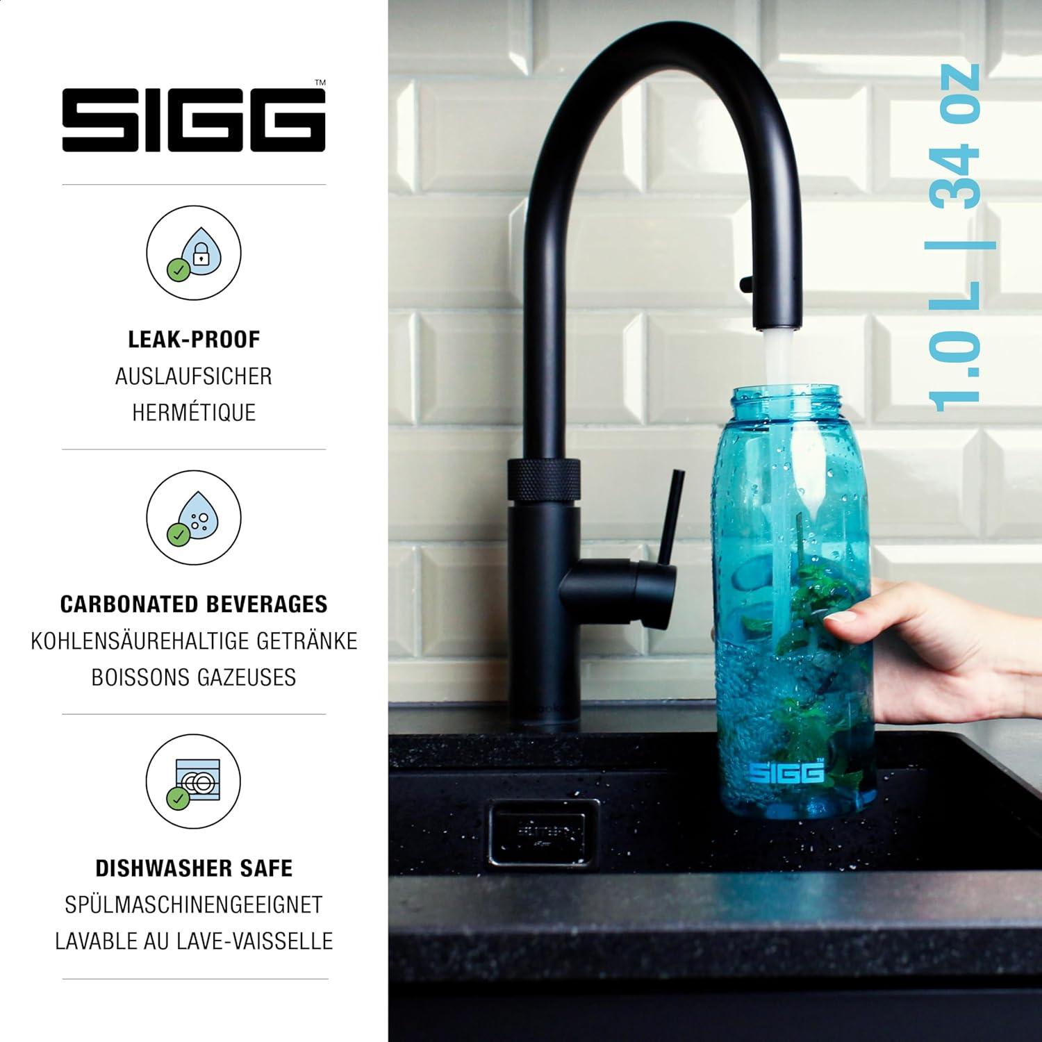 imageSigg Gourde Tritan Total Color ONE Convient Aux Boissons Gazeuses Lavage Au LaveVaisselle tanche ampamp Poids Plume Sans BPA 06L 1LAqua