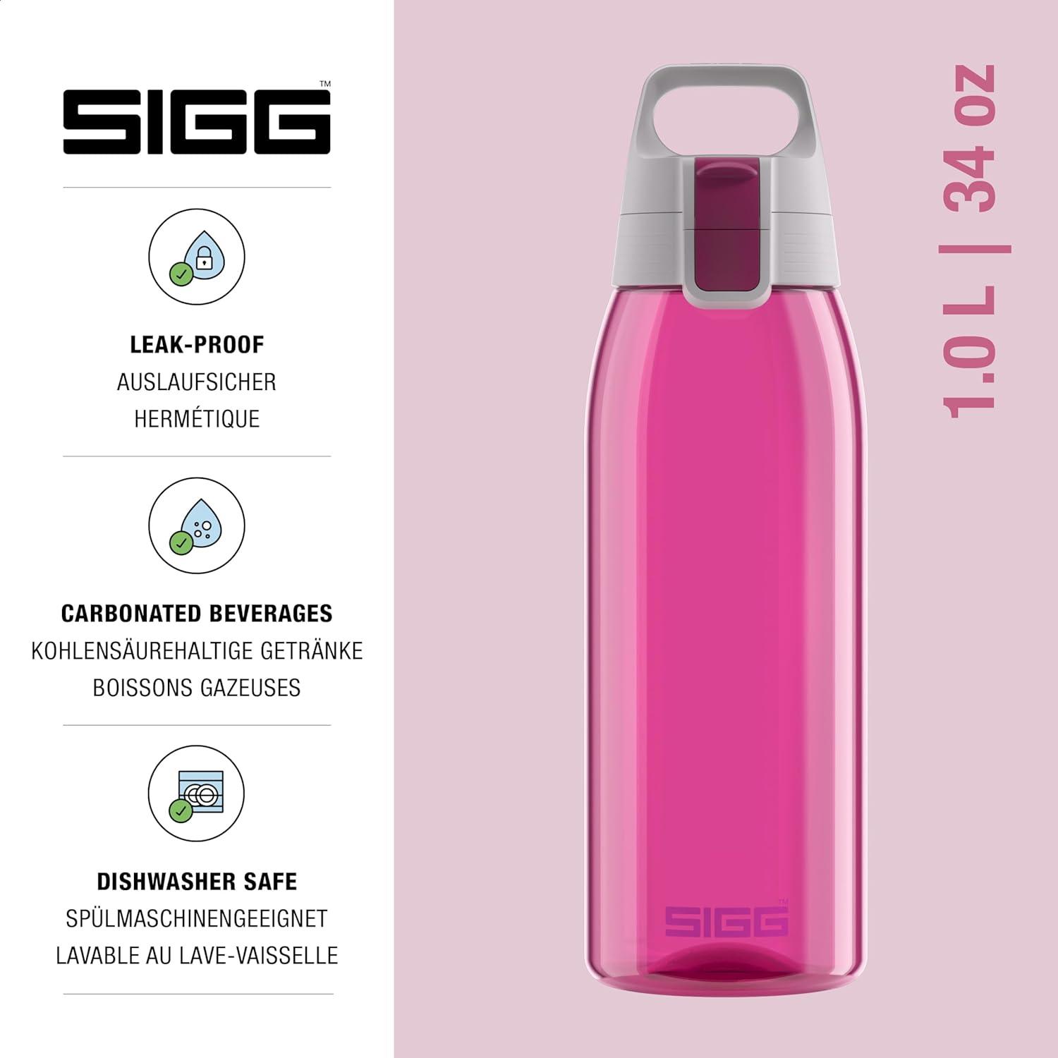 imageSigg Gourde Tritan Total Color ONE Convient Aux Boissons Gazeuses Lavage Au LaveVaisselle tanche ampamp Poids Plume Sans BPA 06L 1LBerry