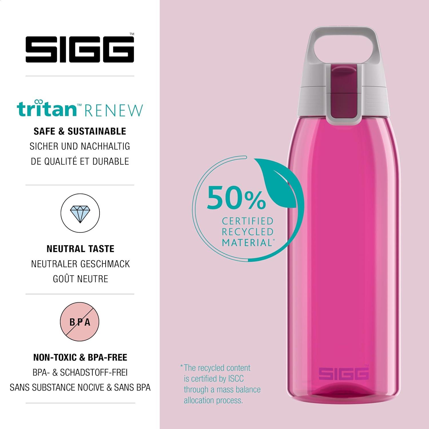 imageSigg Gourde Tritan Total Color ONE Convient Aux Boissons Gazeuses Lavage Au LaveVaisselle tanche ampamp Poids Plume Sans BPA 06L 1LBerry