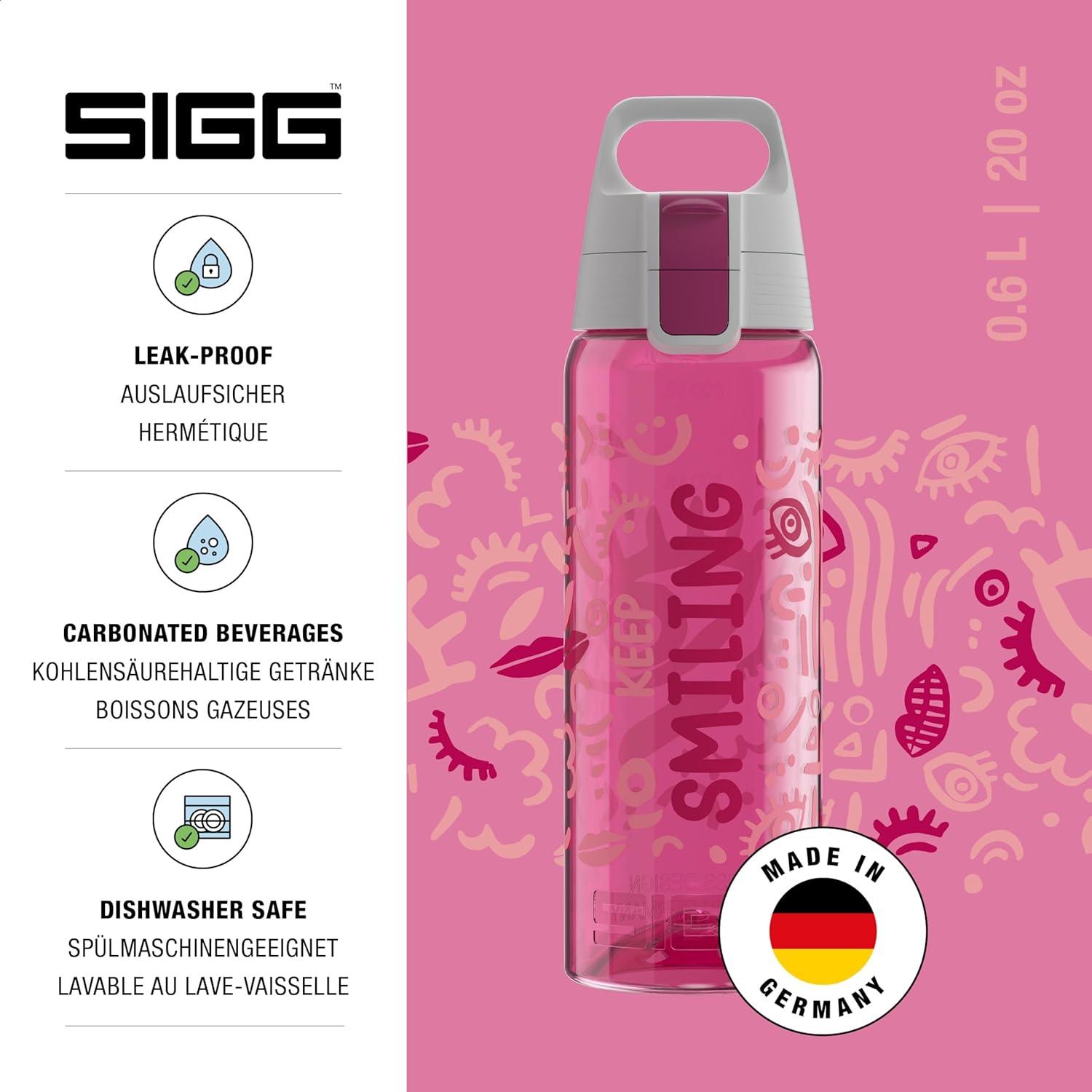imageSigg Gourde Tritan Total Color ONE Convient Aux Boissons Gazeuses Lavage Au LaveVaisselle tanche ampamp Poids Plume Sans BPA 06L 1LRose