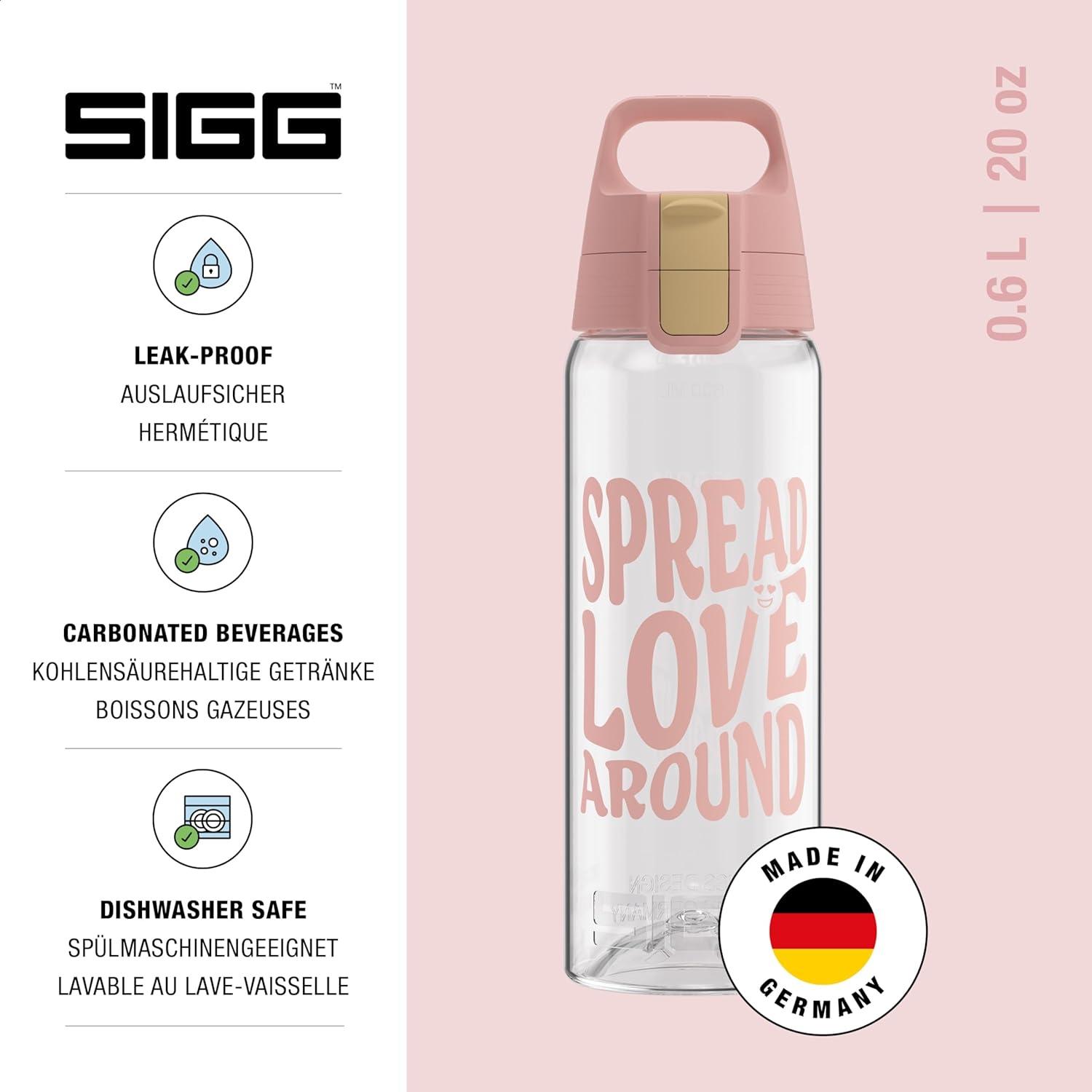 imageSigg Gourde Tritan Total Color ONE Convient Aux Boissons Gazeuses Lavage Au LaveVaisselle tanche ampamp Poids Plume Sans BPA 06L 1LRose Transparent