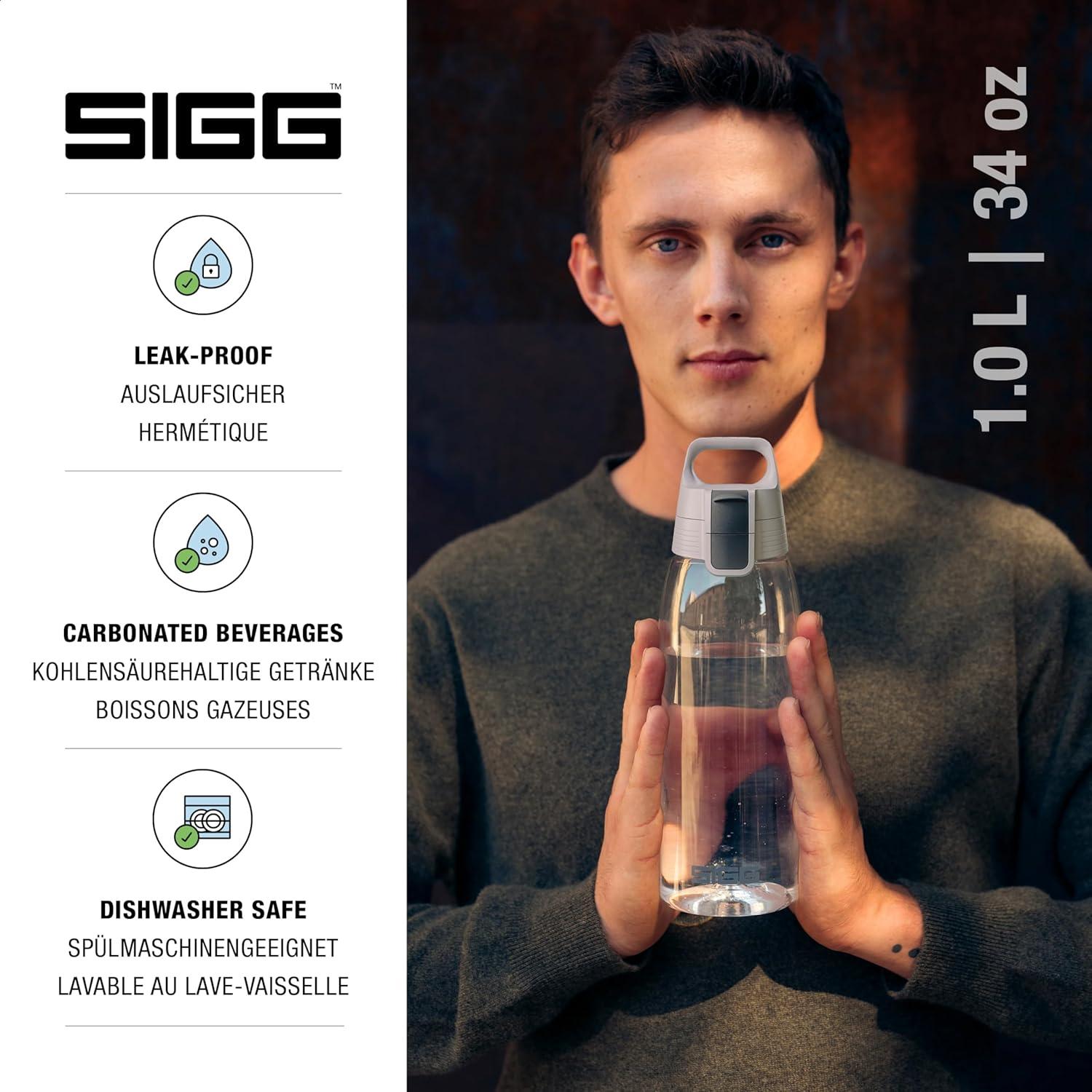 imageSigg Gourde Tritan Total Color ONE Convient Aux Boissons Gazeuses Lavage Au LaveVaisselle tanche ampamp Poids Plume Sans BPA 06L 1LTransparent