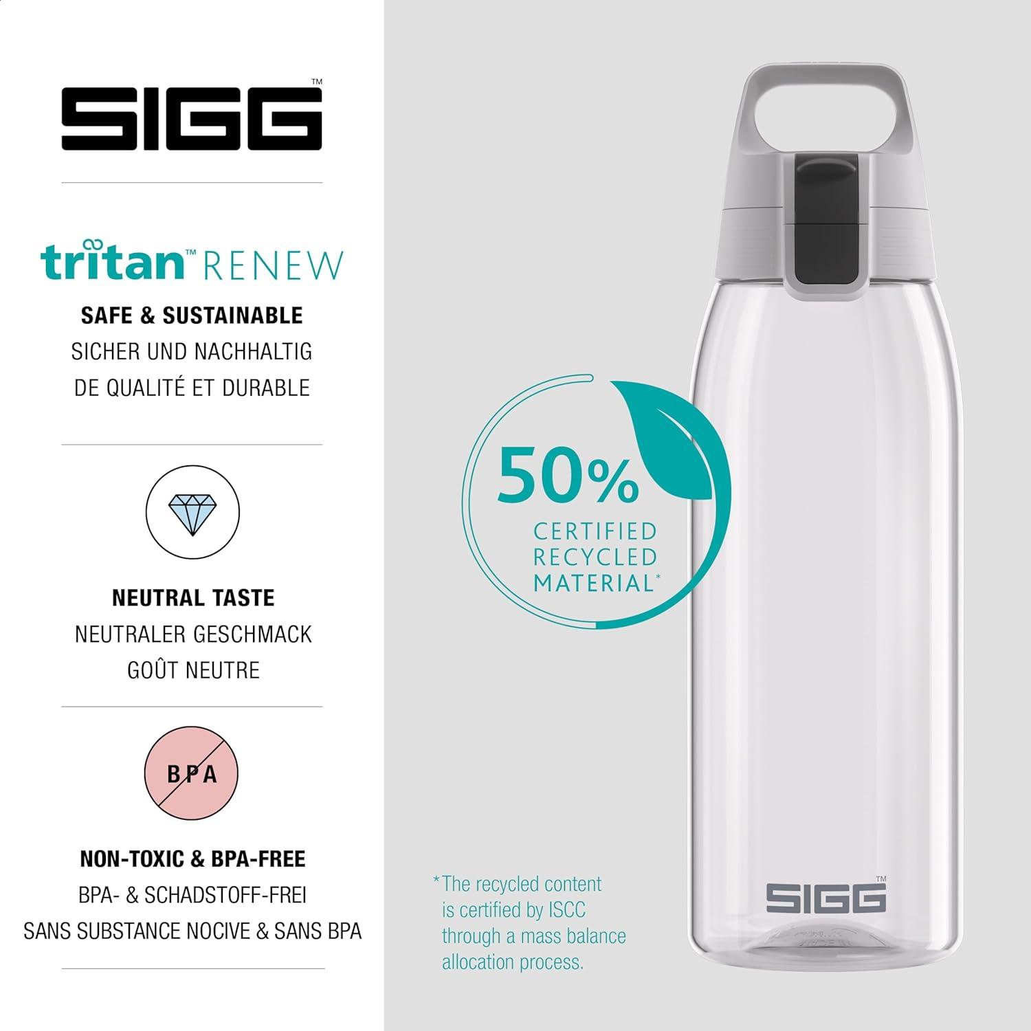 imageSigg Gourde Tritan Total Color ONE Convient Aux Boissons Gazeuses Lavage Au LaveVaisselle tanche ampamp Poids Plume Sans BPA 06L 1LTransparent