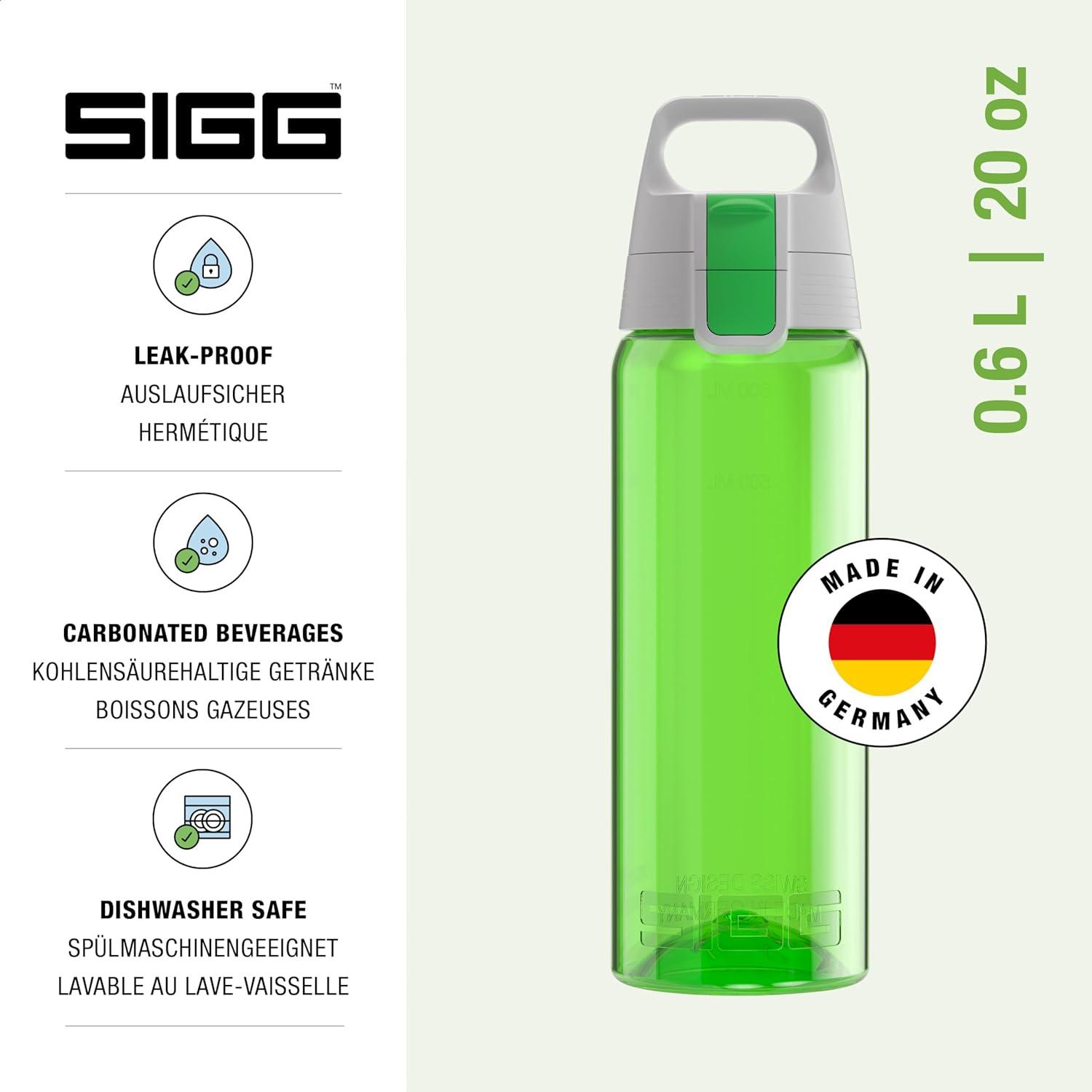 imageSigg Gourde Tritan Total Color ONE Convient Aux Boissons Gazeuses Lavage Au LaveVaisselle tanche ampamp Poids Plume Sans BPA 06L 1LVert