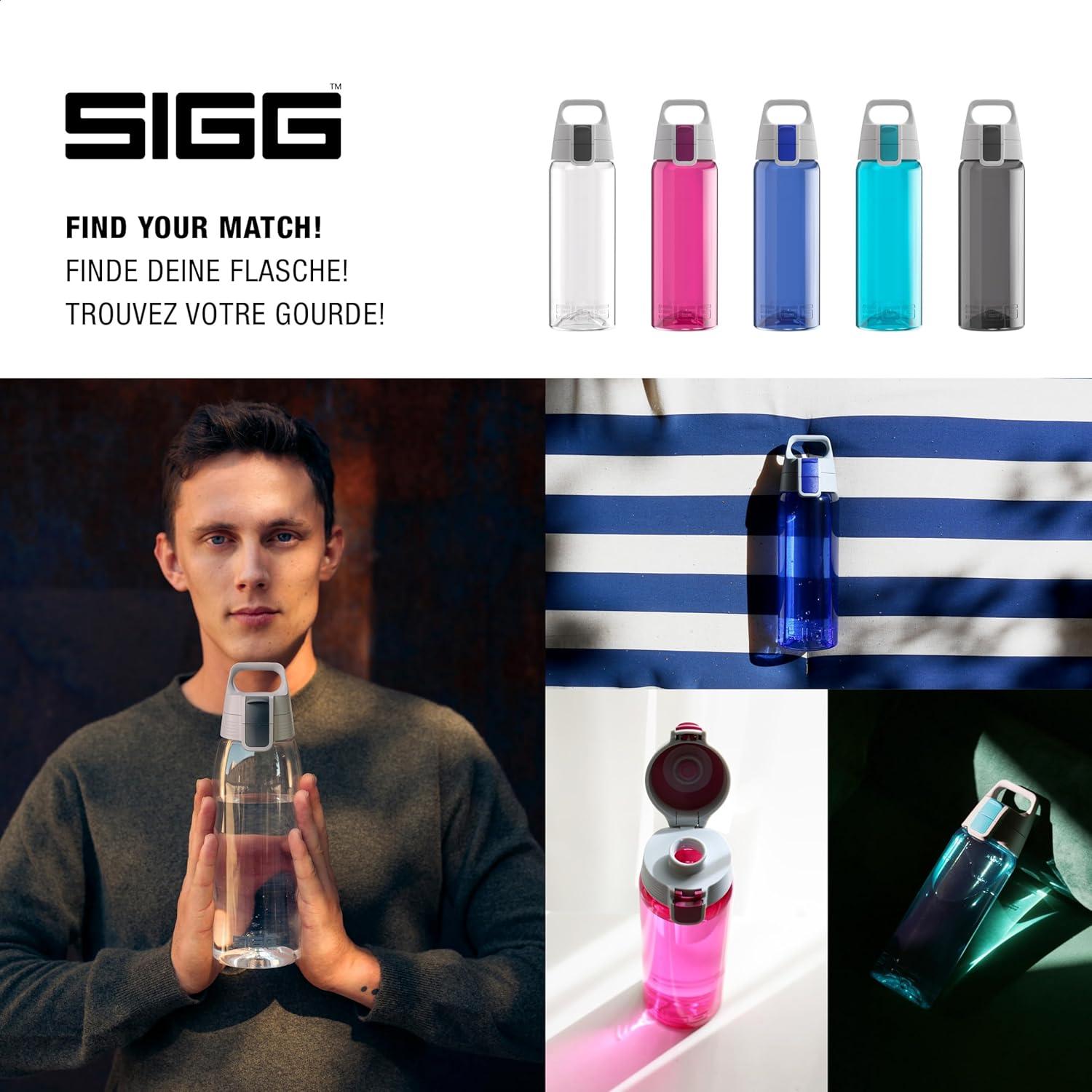 imageSigg Gourde Tritan Total Color ONE Convient Aux Boissons Gazeuses Lavage Au LaveVaisselle tanche ampamp Poids Plume Sans BPA 06L 1LVert