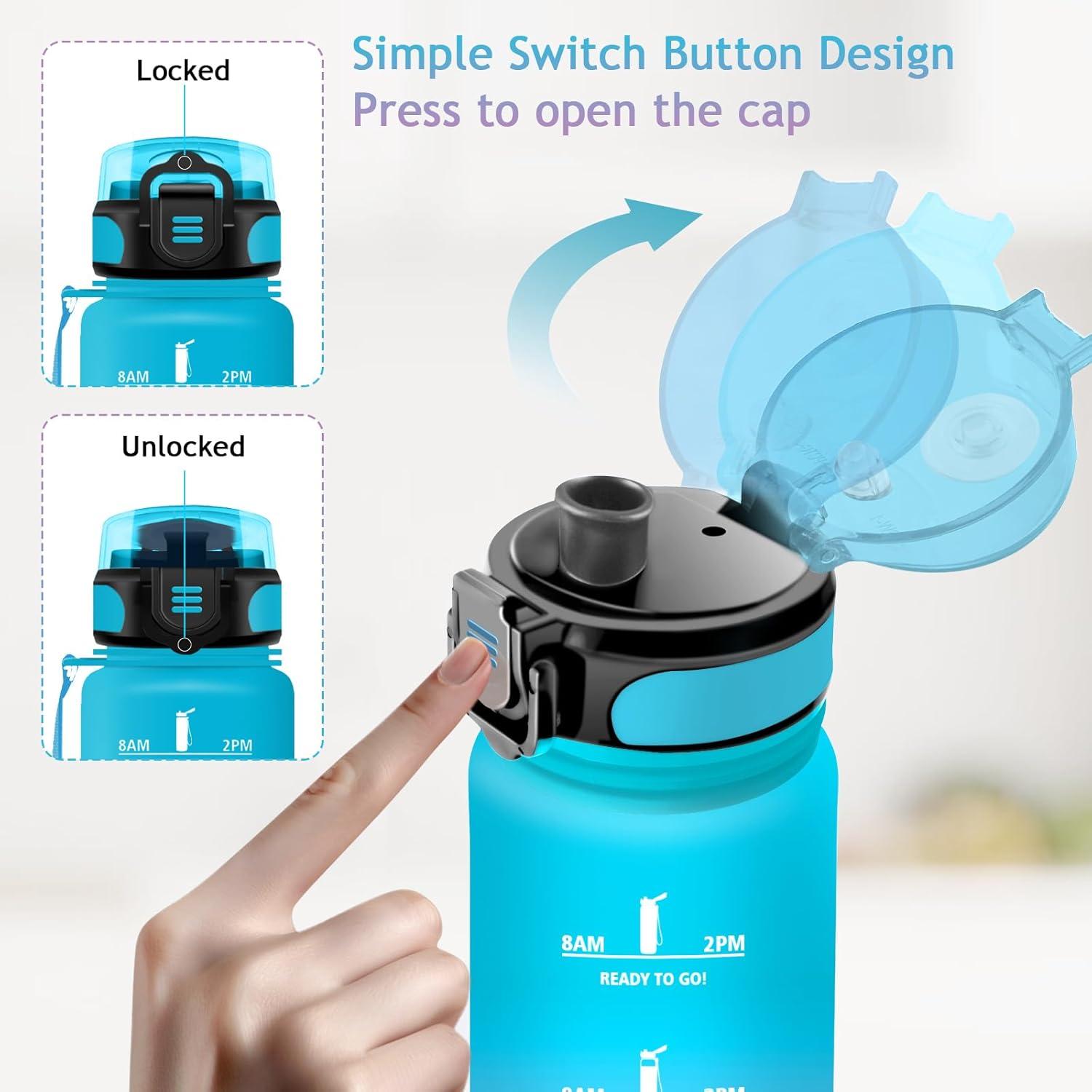 imageVikaster Gourde Sport Sans BPA tanche ampamp Rutilisable Bouteille dEau avec Marqueur de Temps et Filtre Convient Pour Enfant ampamp AdulteDbleuviolet