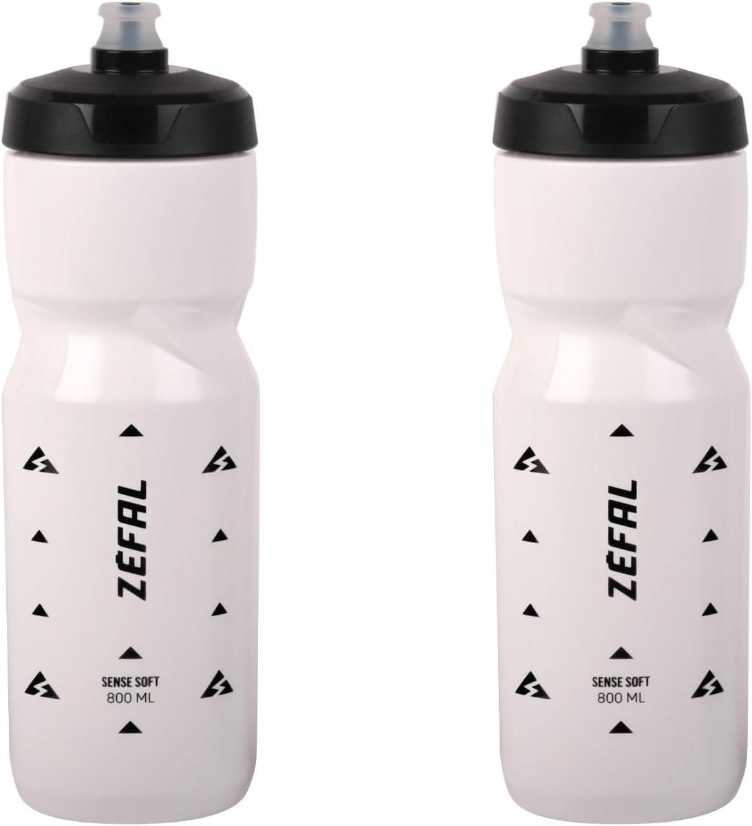 imageZEFAL Pack Sense Soft 65 Lot de Deux Bidons Velo et VTT Gourde Sport Souple et Inodore Bidon Eau Sans BPA Tetine Silicone Noir 650MLBlanc