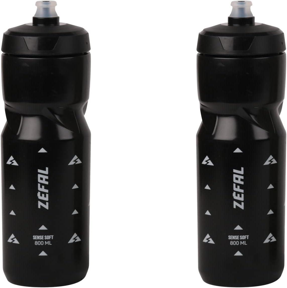 imageZEFAL Pack Sense Soft 65 Lot de Deux Bidons Velo et VTT Gourde Sport Souple et Inodore Bidon Eau Sans BPA Tetine Silicone Noir 650MLNoir
