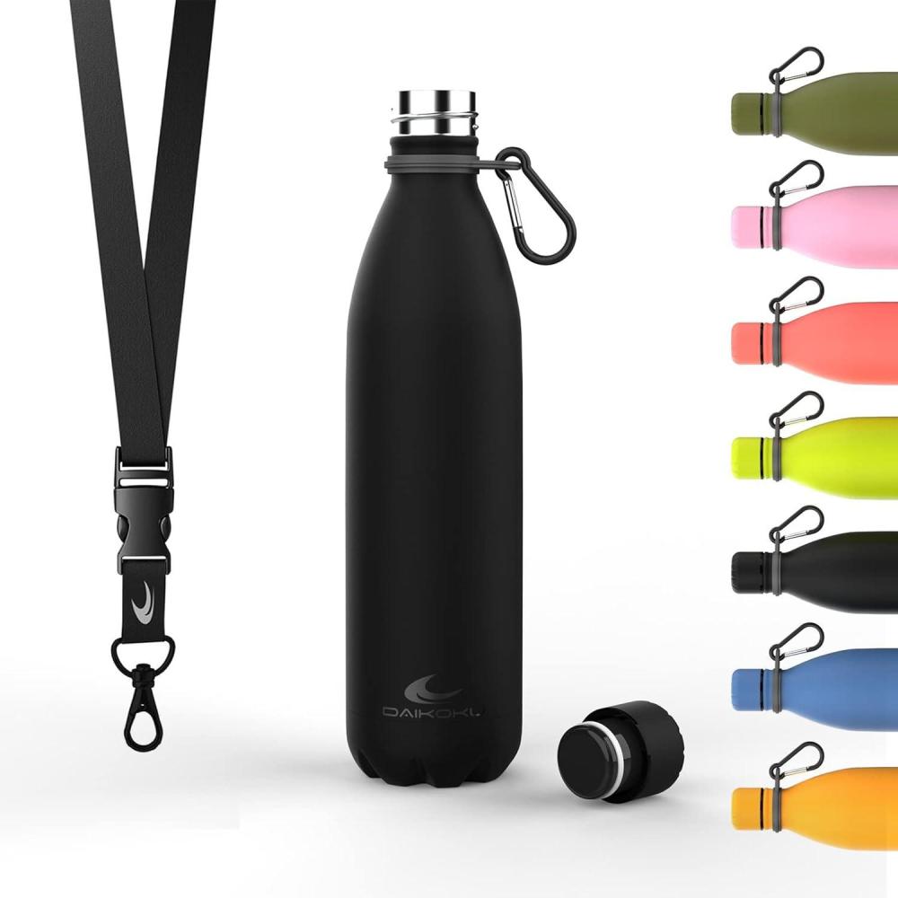 imageDaikoku Gourde Isotherme 500ml Bouteille Isotherme en Acier Inoxydable sans BPA 24h Froid ampamp 12h Chaud Double Paroi Pour le Bureau Sport Voyages Lcole GriseNoir