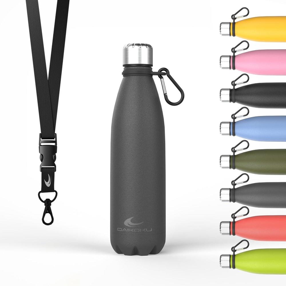 imageDaikoku Gourde Isotherme 500ml Bouteille Isotherme en Acier Inoxydable sans BPA 24h Froid ampamp 12h Chaud Double Paroi Pour le Bureau Sport Voyages Lcole GriseGrise