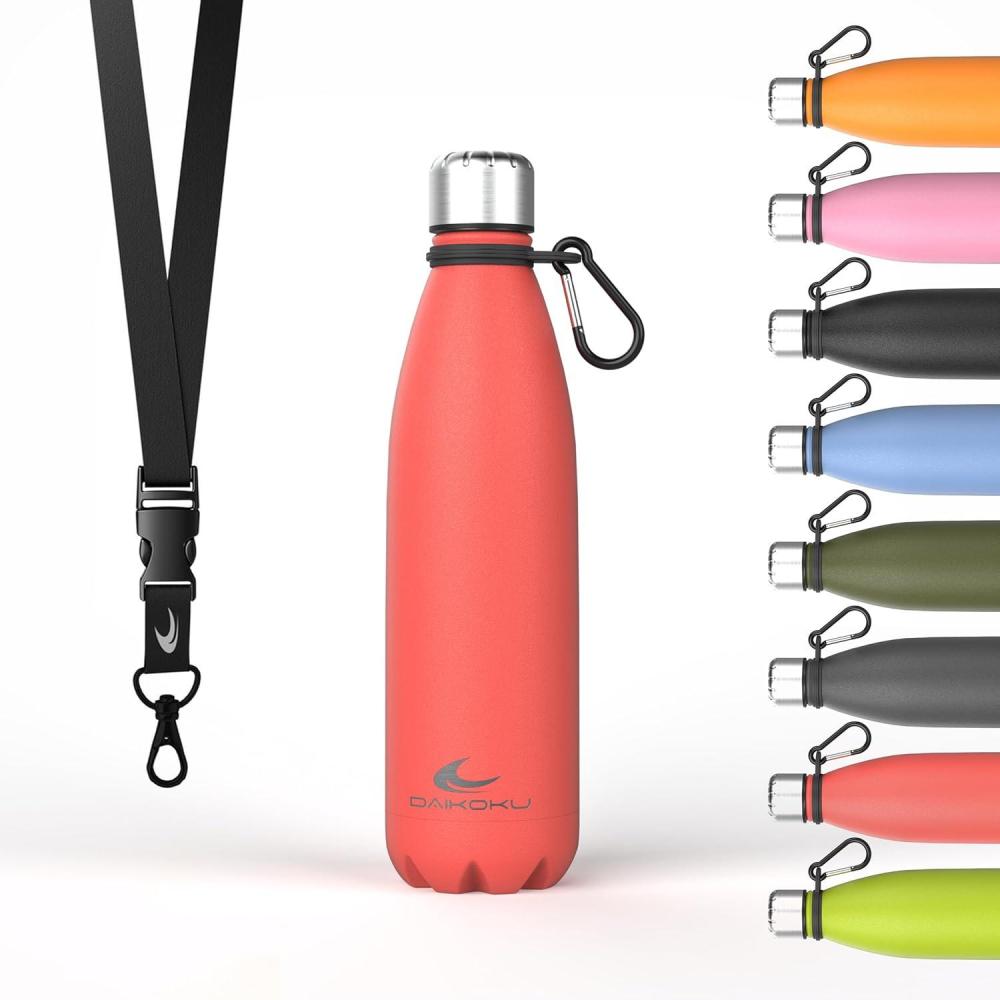 imageDaikoku Gourde Isotherme 500ml Bouteille Isotherme en Acier Inoxydable sans BPA 24h Froid ampamp 12h Chaud Double Paroi Pour le Bureau Sport Voyages Lcole GriseCoral