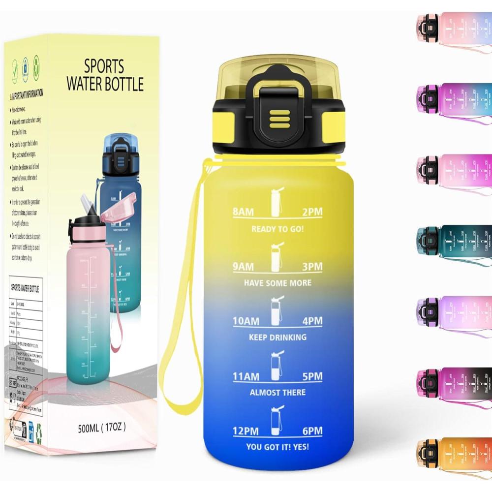 imageGourde 1500ML Avec de la Paille Gourdes Sport Sans BPA Gourde Paille Bouteille deau de Motivation avec Marqueur de Temps Bouteille Paille Adulte pour Salle de Sport Camping Vert foncampampGrisJaunebleu Roi500ml