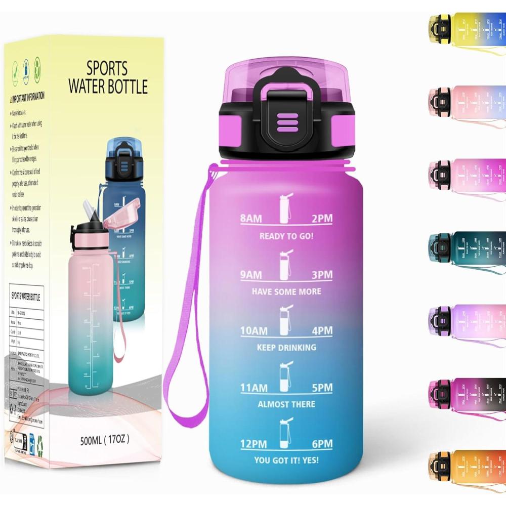 imageGourde 1500ML Avec de la Paille Gourdes Sport Sans BPA Gourde Paille Bouteille deau de Motivation avec Marqueur de Temps Bouteille Paille Adulte pour Salle de Sport Camping Vert foncampampGrisRosecyan500ml
