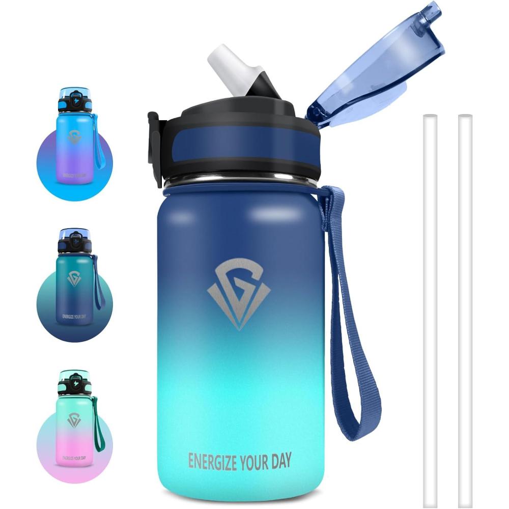 imageGrsta gourde Isotherme 1L Paille sans BPA Bouteille sous Vide Double Paroi AntiFuite Mtal Sport Camping GymBluegreen