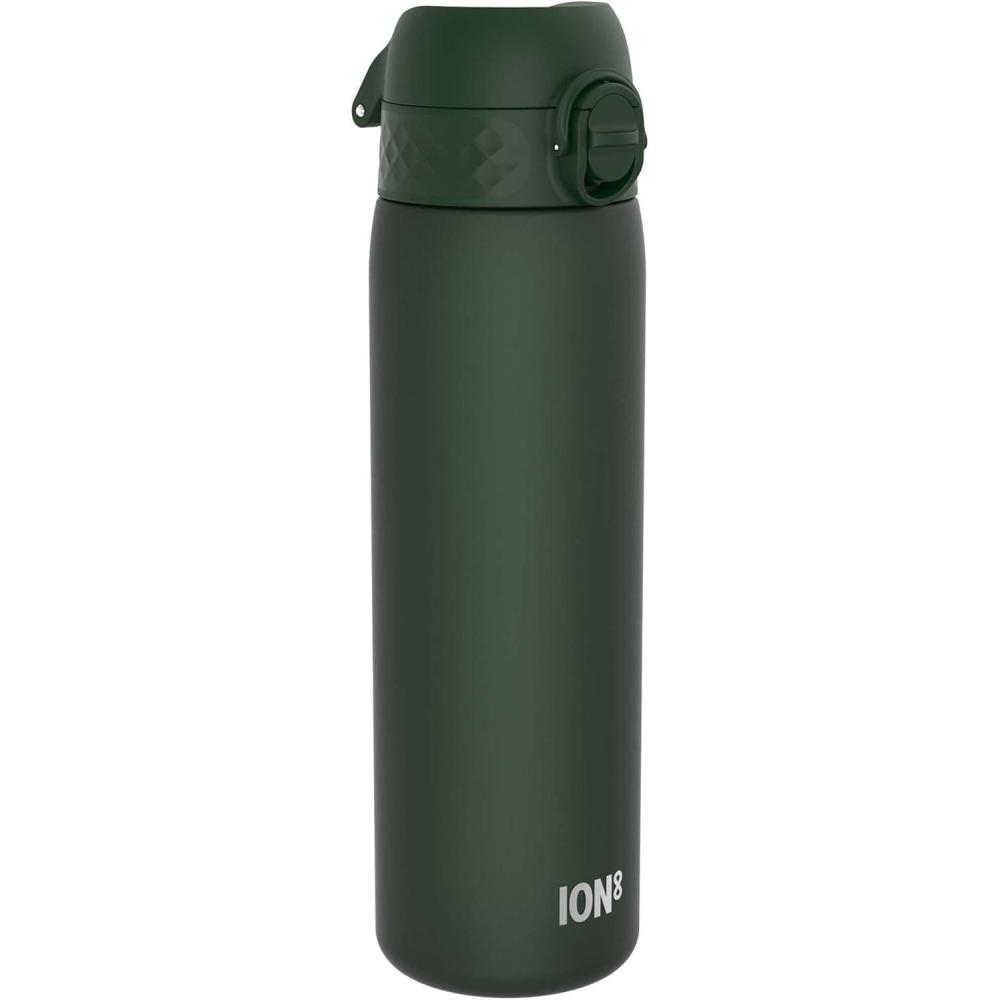 imageIon8 Gourde 500ml AntiFuite Facile Ouvrir Verrouillage Scuris Lavable en Lavevaisselle Sans BPA Poigne de Transport Sadapte aux Portegobelets Facile NettoyerVert Fonc
