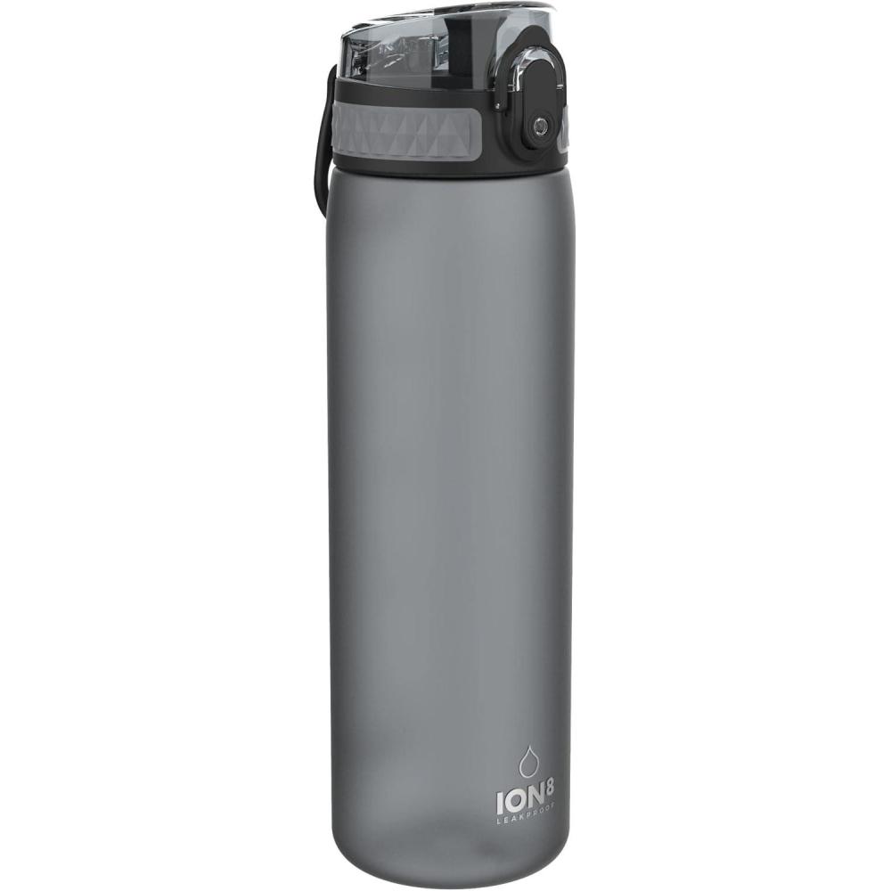 imageIon8 Gourde 500ml AntiFuite Facile Ouvrir Verrouillage Scuris Lavable en Lavevaisselle Sans BPA Poigne de Transport Sadapte aux Portegobelets Facile NettoyerGris