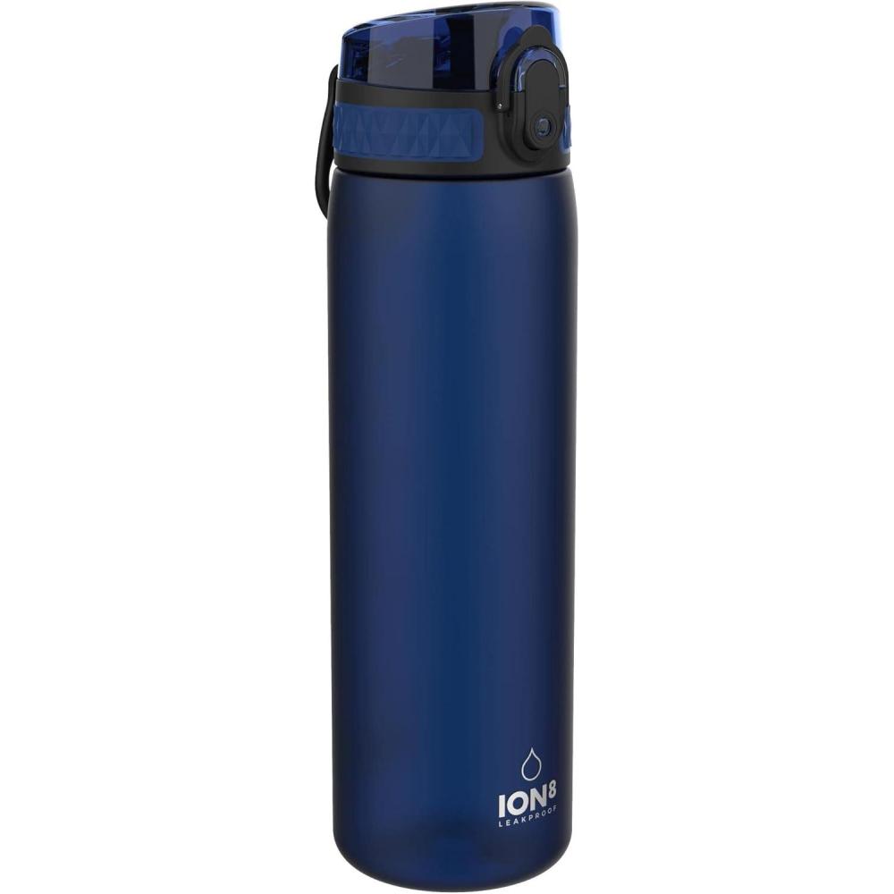 imageIon8 Gourde 500ml AntiFuite Facile Ouvrir Verrouillage Scuris Lavable en Lavevaisselle Sans BPA Poigne de Transport Sadapte aux Portegobelets Facile NettoyerBleu Marine