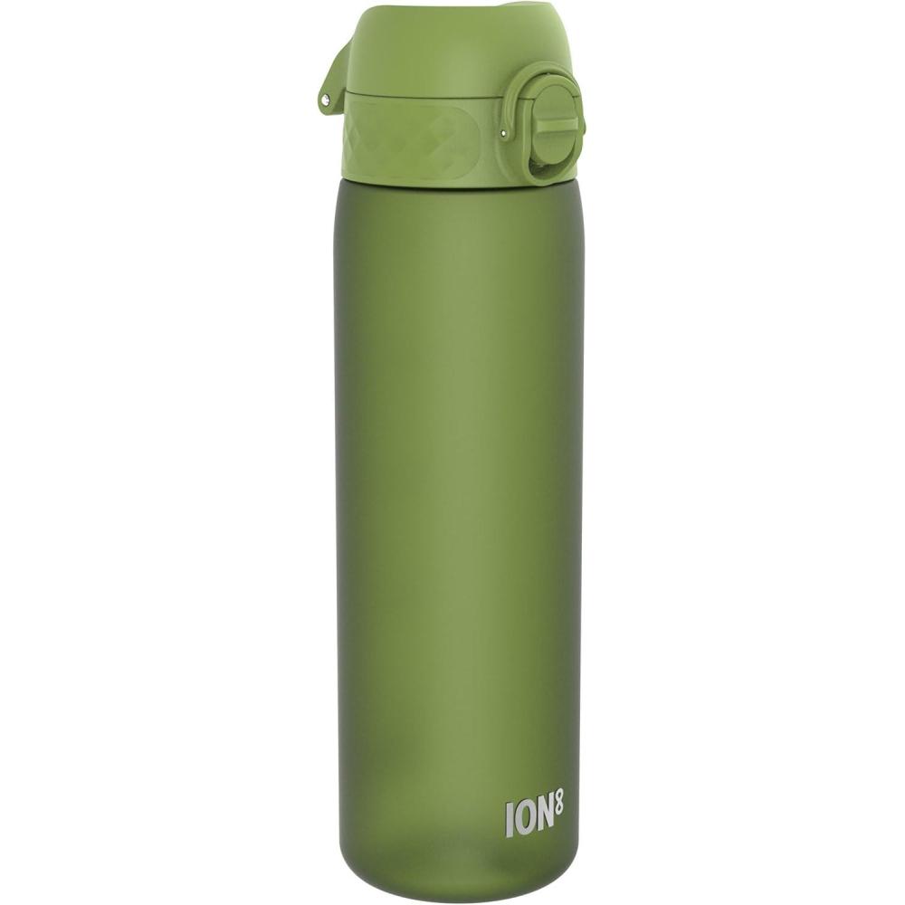 imageIon8 Gourde 500ml AntiFuite Facile Ouvrir Verrouillage Scuris Lavable en Lavevaisselle Sans BPA Poigne de Transport Sadapte aux Portegobelets Facile NettoyerVert Kaki
