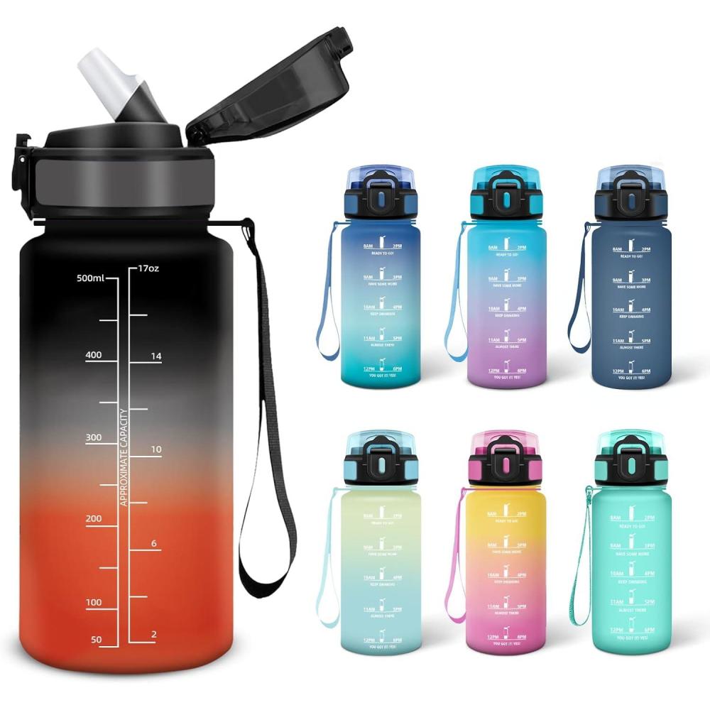 imageMotswedi Gourde 05L Sans BPA Gourde Avec Paille Adulte Convient Aux Boissons Gazeuses Bouteille deau pour cole Salle de Sport Camping NoirampamprougeNoirrouge500ml