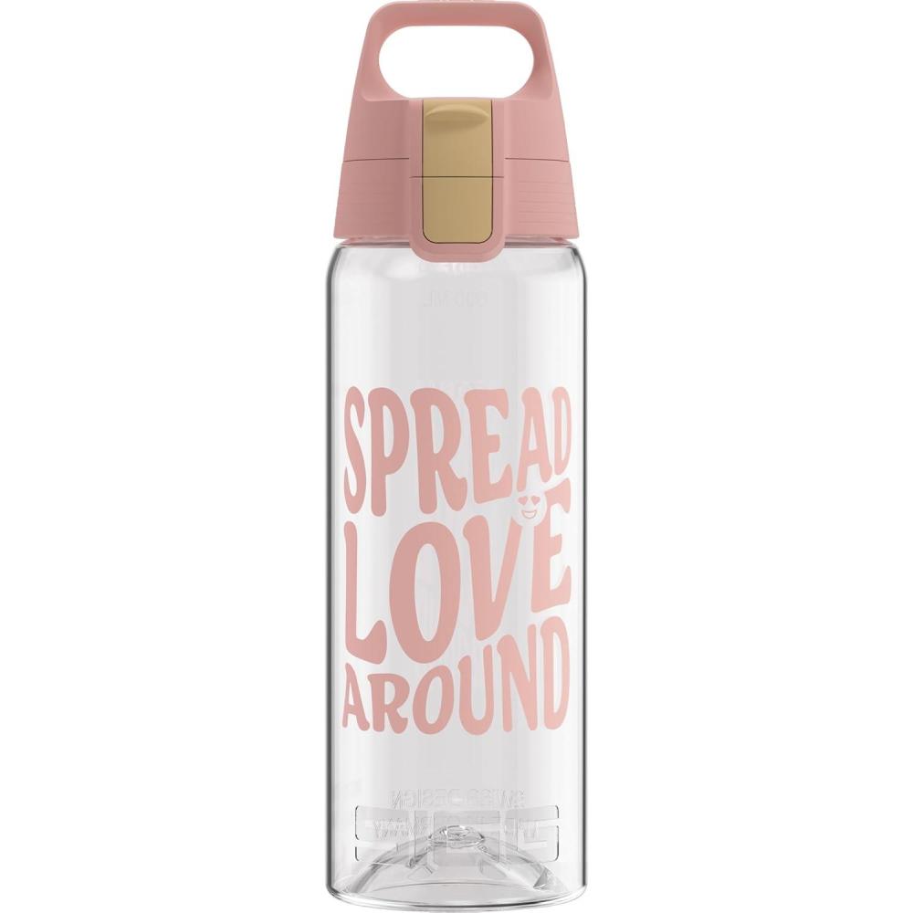 imageSigg Gourde Tritan Total Color ONE Convient Aux Boissons Gazeuses Lavage Au LaveVaisselle tanche ampamp Poids Plume Sans BPA 06L 1LRose Transparent