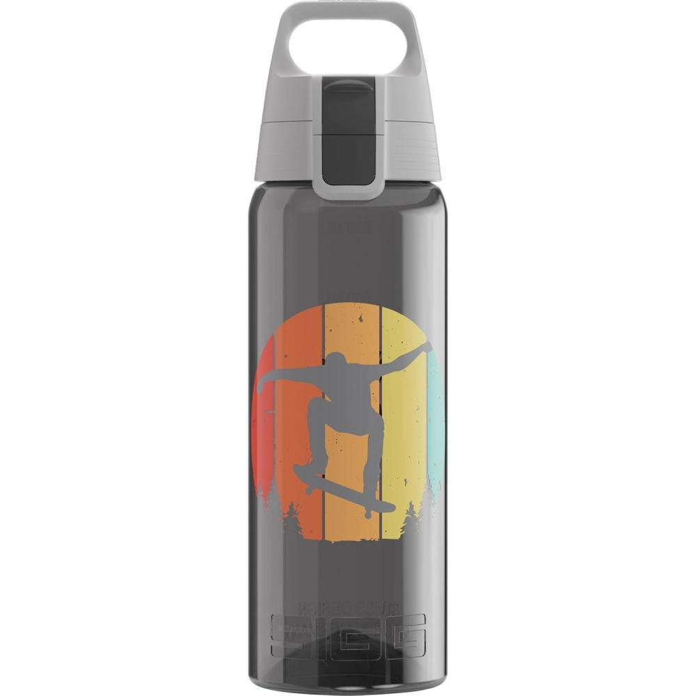 imageSigg Gourde Tritan Total Color ONE Convient Aux Boissons Gazeuses Lavage Au LaveVaisselle tanche ampamp Poids Plume Sans BPA 06L 1LSkate Gris et Couleur