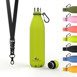 Daikoku Gourde Isotherme – 500ml – Bouteille Isotherme en Acier Inoxydable sans BPA – 24h Froid & 12h Chaud – Double Paroi – Pour le Bureau, Sport, Voyages, L&rsquo;école – Grise(Vert Fluor)