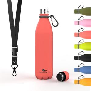 Daikoku Gourde Isotherme – 500ml – Bouteille Isotherme en Acier Inoxydable sans BPA – 24h Froid & 12h Chaud – Double Paroi – Pour le Bureau, Sport, Voyages, L&rsquo;école – Grise(Orange)