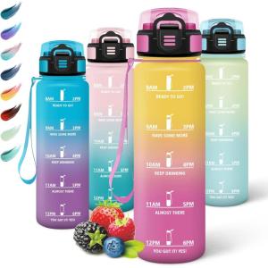 Motswedi Gourde Sport, 1000ml Anti Fuite, Gourde Paille, Réutilisable , Bouteille d&rsquo;eau, sans BPA, Bouteille Reutilisable, pour Enfant, Adulte, Randonnée, l&rsquo;école, Fitness, Rose Jaunâtre(Rose Jaunâtre)