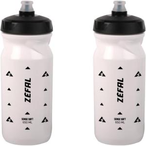 ZEFAL Pack Sense Soft 65 – Lot de Deux Bidons Velo et VTT – Gourde Sport Souple et Inodore – Bidon Eau Sans BPA – Tetine Silicone – Noir, 650ML(Blanc)