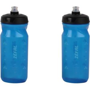 ZEFAL Pack Sense Soft 65 – Lot de Deux Bidons Velo et VTT – Gourde Sport Souple et Inodore – Bidon Eau Sans BPA – Tetine Silicone – Noir, 650ML(Bleu Transparent)
