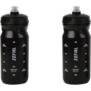 ZEFAL Pack Sense Soft 65 – Lot de Deux Bidons Velo et VTT – Gourde Sport Souple et Inodore – Bidon Eau Sans BPA – Tetine Silicone – Noir, 650ML(Noir)