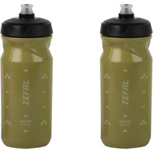 ZEFAL Pack Sense Soft 65 – Lot de Deux Bidons Velo et VTT – Gourde Sport Souple et Inodore – Bidon Eau Sans BPA – Tetine Silicone – Noir, 650ML(Vert Olive)