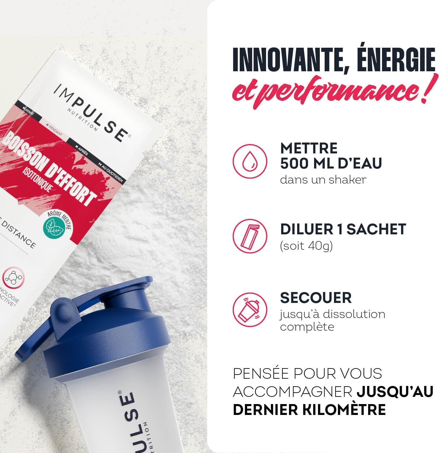 imageBoisson isotonique deffort Saveur Menthe avec 3 glucides lectrolytes BCAA nergie Hydratation Rcupration Pour les Longues distances 10 sachets Fabriqu en France IMPULSE NUTRITIONMenthe