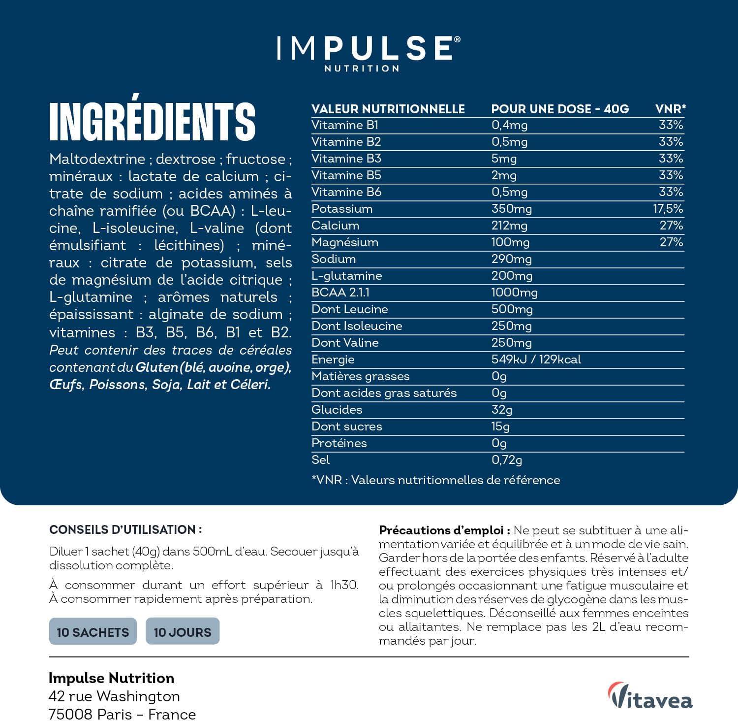 imageBoisson isotonique deffort Saveur Menthe avec 3 glucides lectrolytes BCAA nergie Hydratation Rcupration Pour les Longues distances 10 sachets Fabriqu en France IMPULSE NUTRITIONMenthe